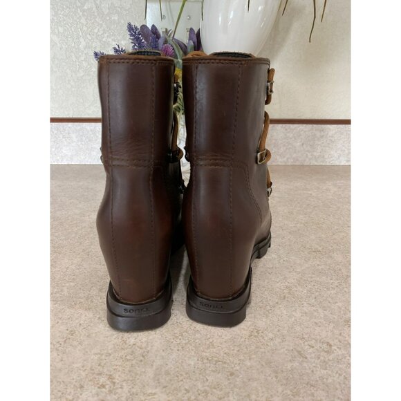 Sorel Womens Brown Wedge Lace-Up Boots Size 5 Rugged Sole Leather - Picture 7 of 9